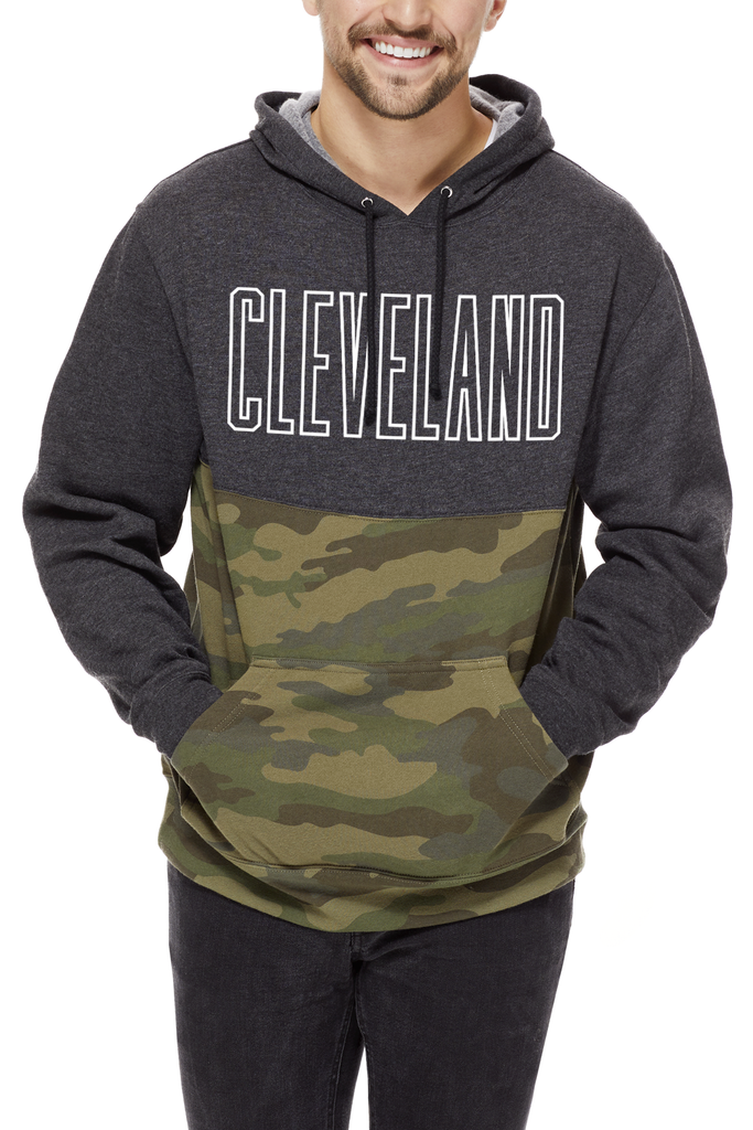 camo color block hoodie