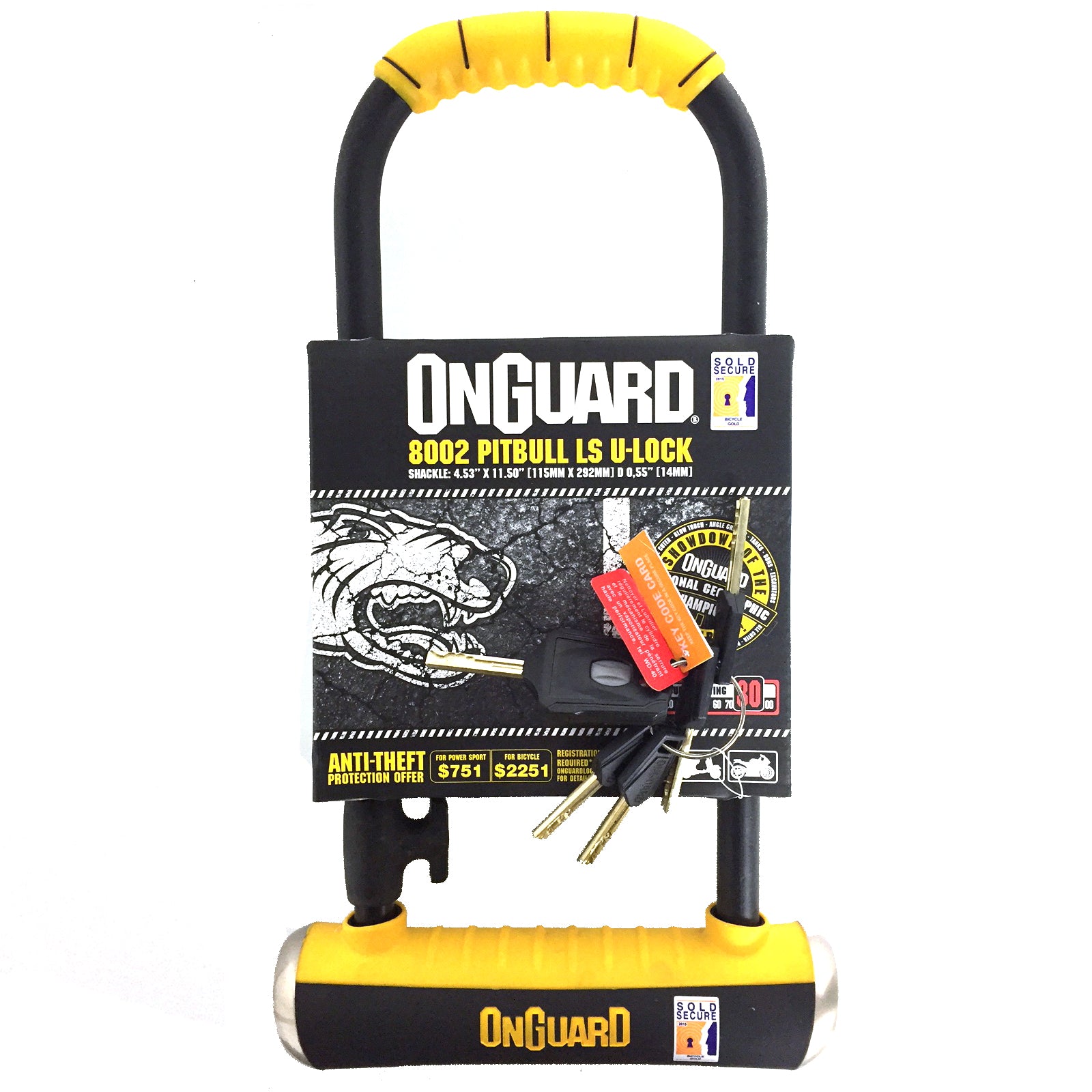 Onguard Pitbull DT 8005 Bike D Lock With Cable SDJ Sports