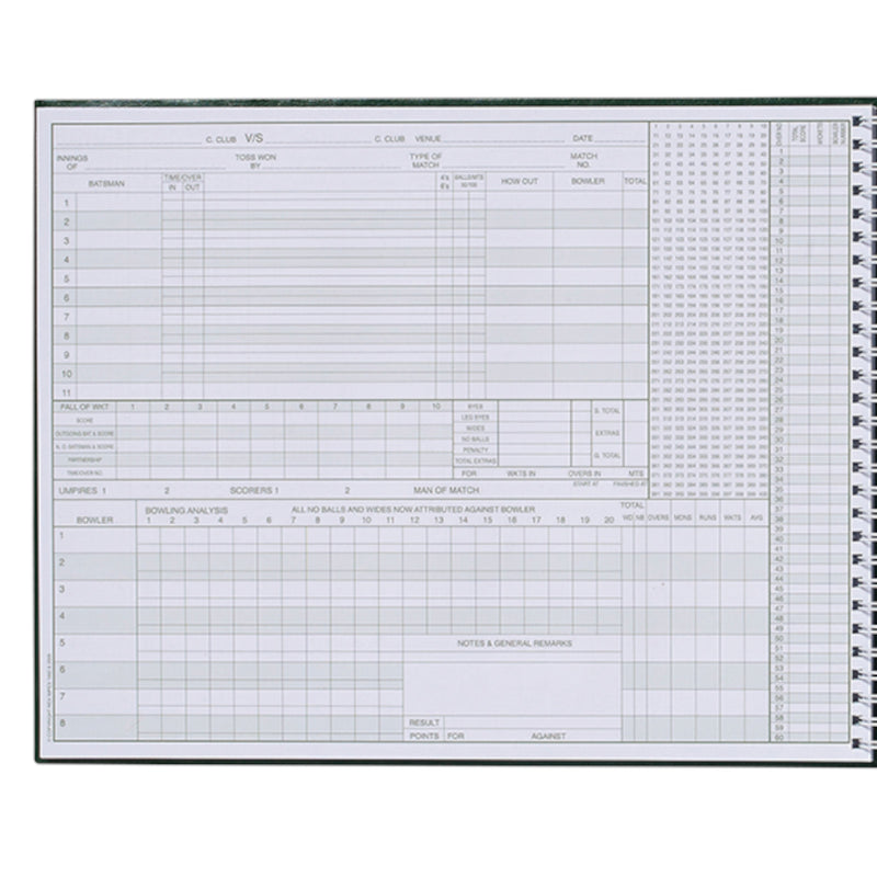 cricket scoring book