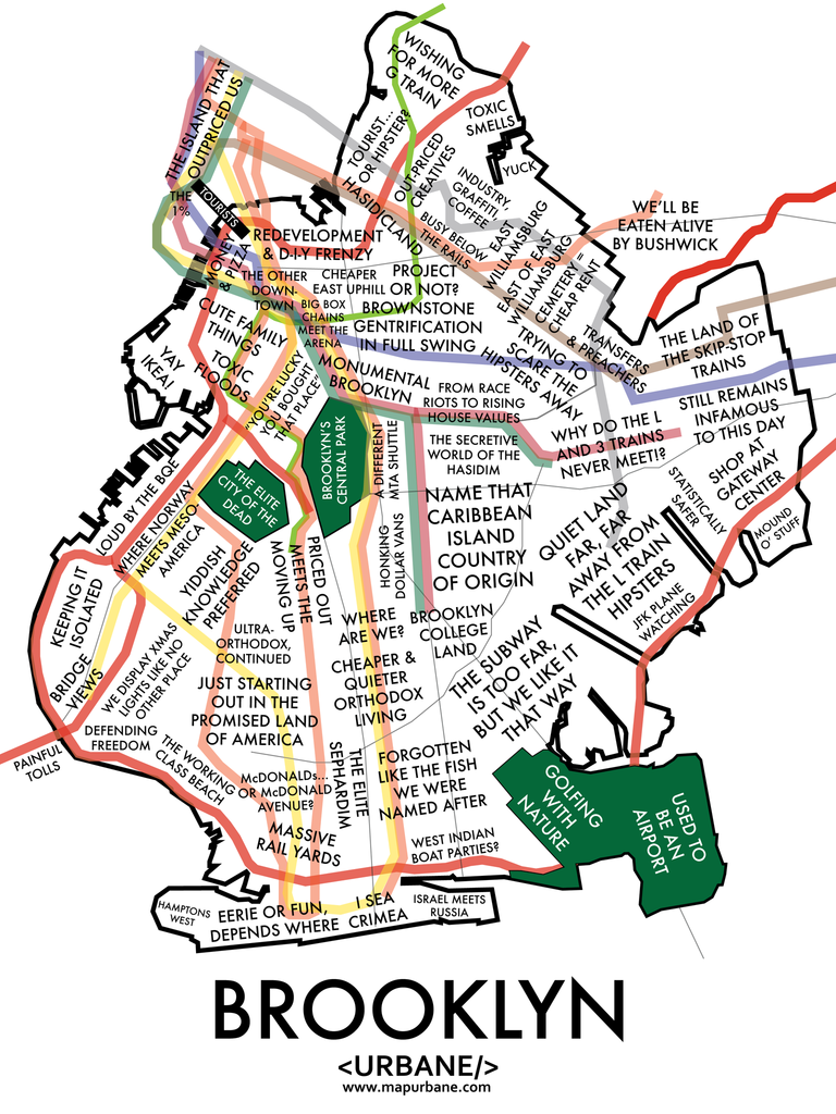 Printable Map Of Brooklyn Brooklyn Neighborhood Culture Map Print – Urbane Map Store