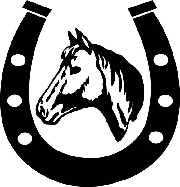 Download Horseshoe with Horse Silhouette Vinyl Decal - Decals N More