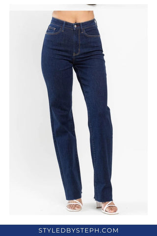Straight Leg Jeans Fall Fashion Trends Judy Blue Styled by Steph Online Boutique Granger, IN