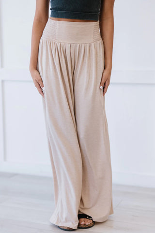 loose palazzo pants beige Styled by Steph Online Boutique Granger, IN