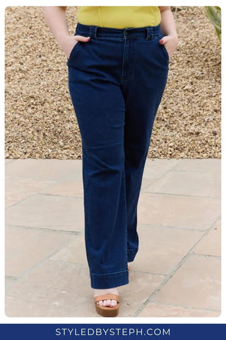 Wide leg jeans Judy Blue Jeans Fall Fashion Trends 2023 Styled by Steph Online Boutique Granger, IN