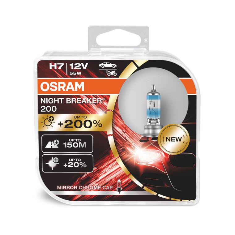 OSRAM H7 Night Breaker Laser 200 Headlight Bulb, 55W, 3550K, Pair, Planet  Car Care