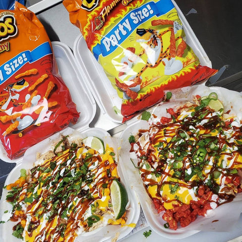 Munchies Smokehouse BBQ flaming hot cheetos nachos