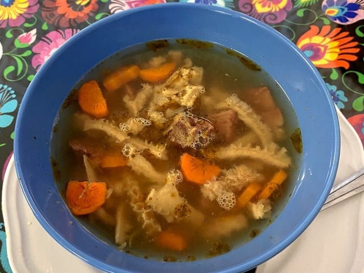 Beef tripe soup with carrots