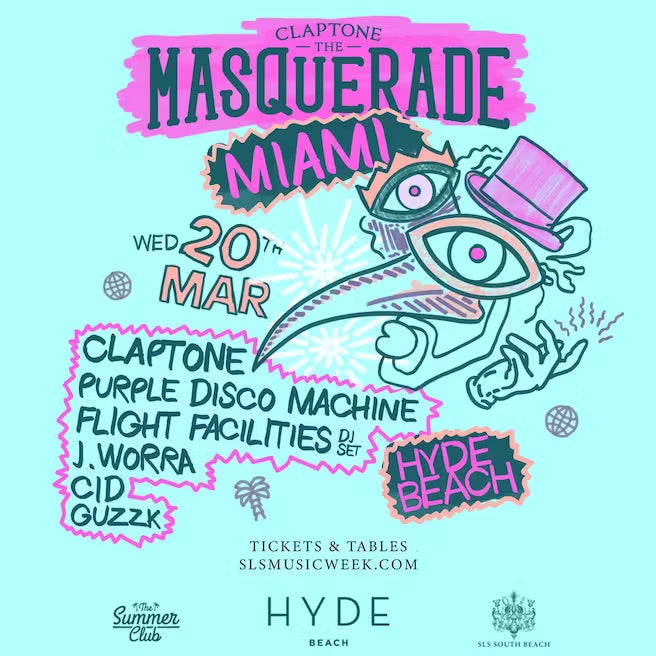Claptone's Masquerade With Purple Disco Machine At Hyde Beach, Miami Music Week 2024