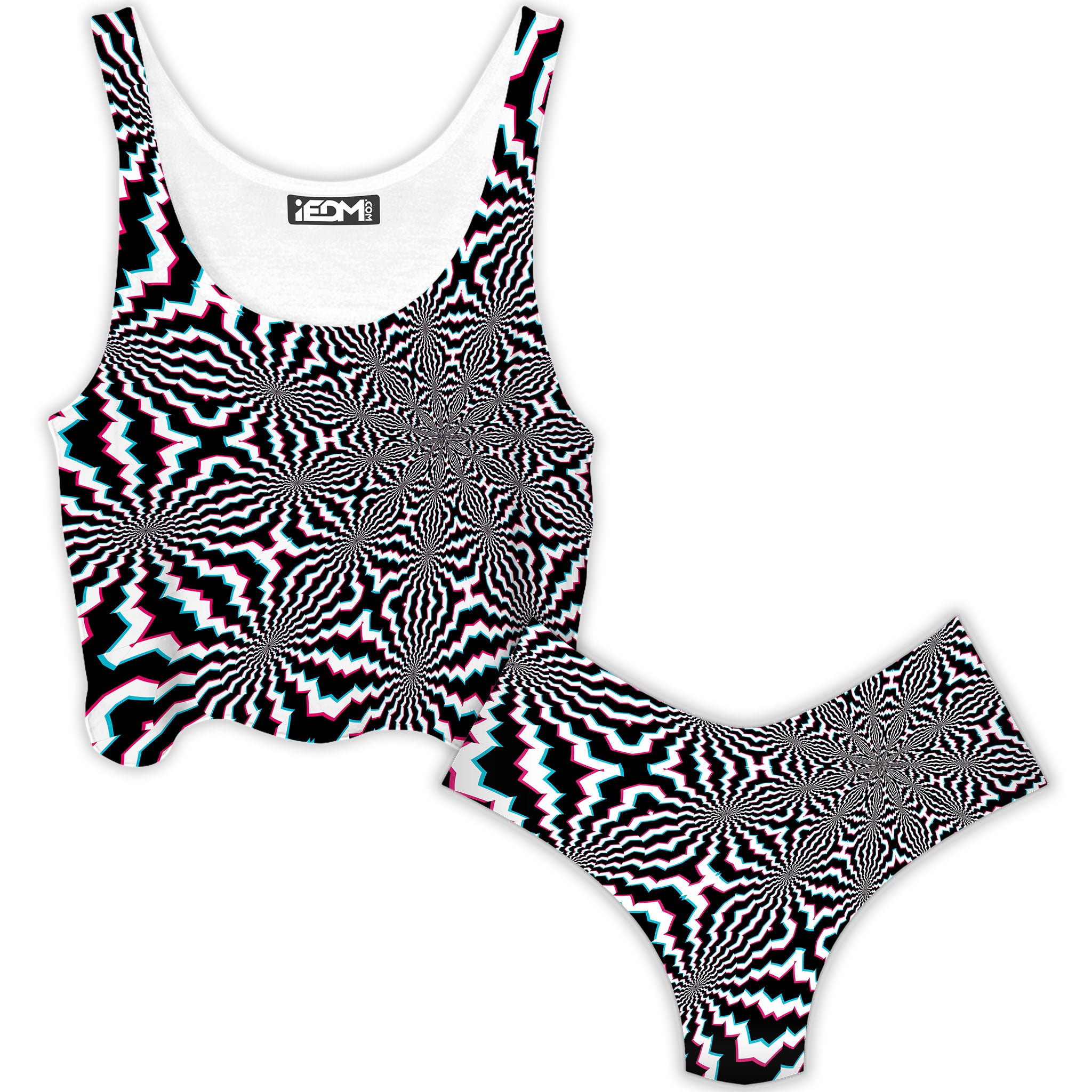 Fractal Ripples Crop Top and Booty Shorts Combo