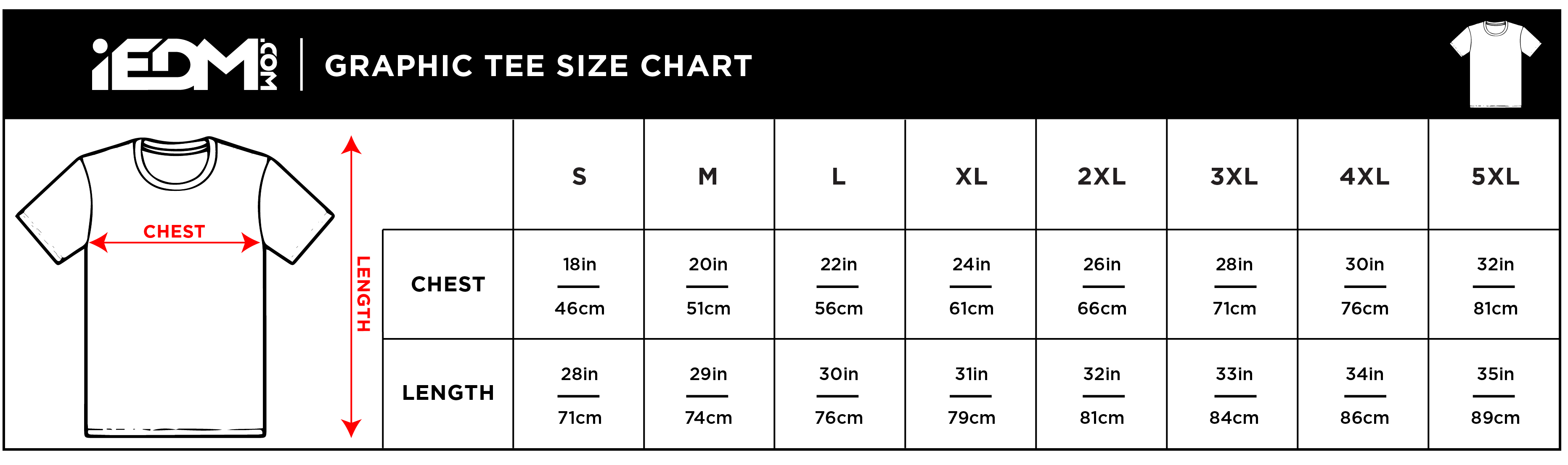 Size Charts – iEDM