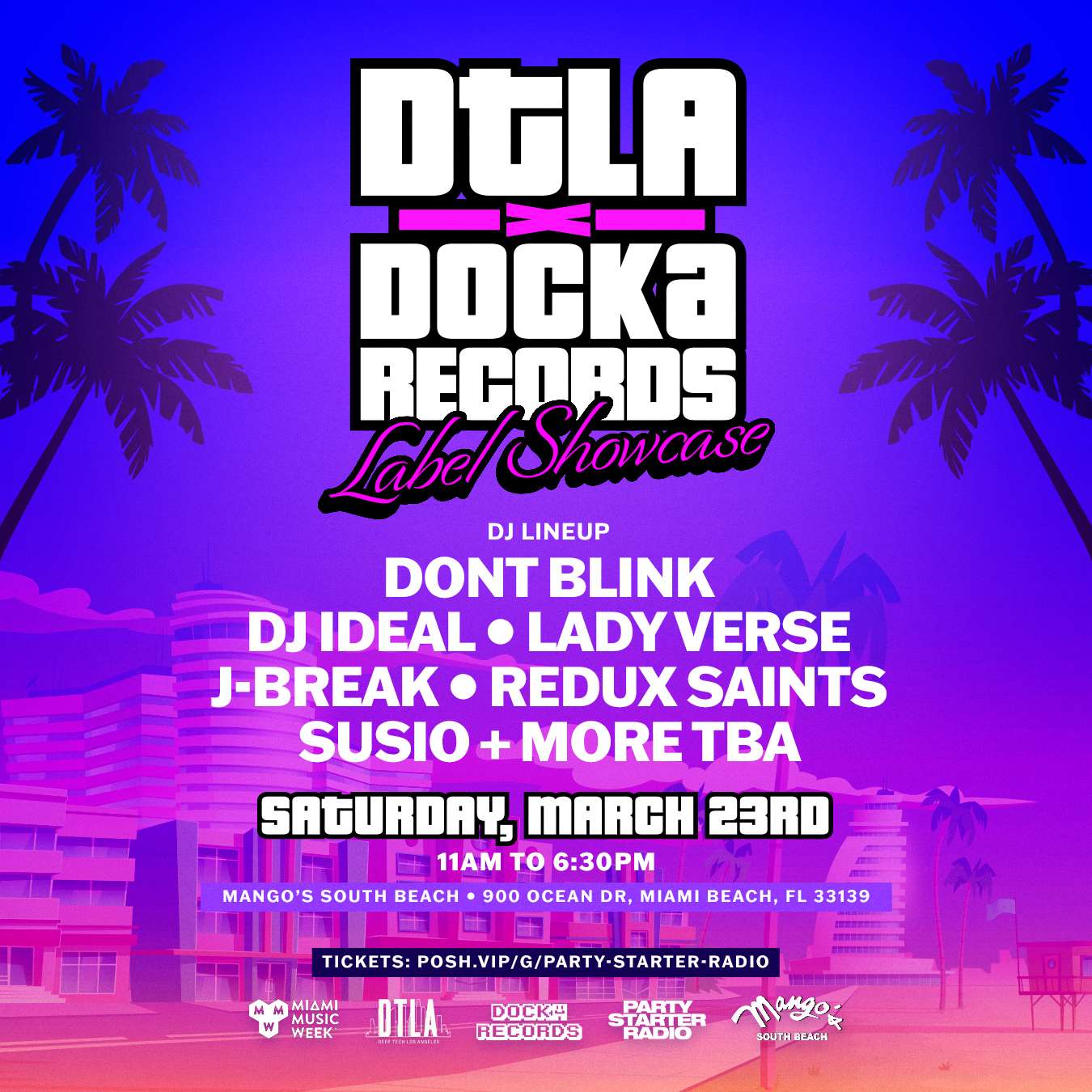 DTLA X DOCKA RECORDS At Mango's South Beach, Miami Music Week 2024