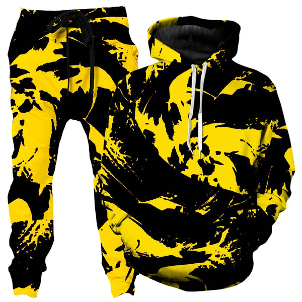 Black and Yellow Paint Splatter Hoodie and Joggers Combo