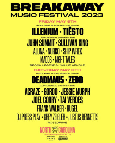 Music Festivals 2023, EDM, tickets, lineup, Breakaway, Charlotte