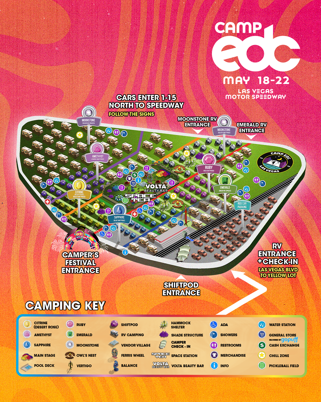 Camp EDC Las Vegas, 2023, Camping Guide, Map