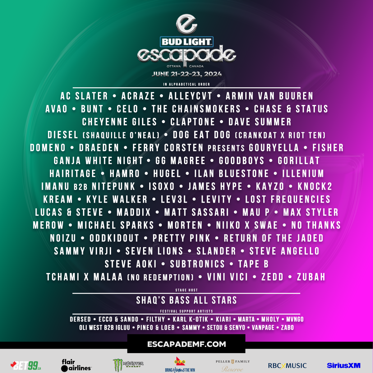 Escapade 2024 lineup, tickets, Music Festival, iEDM