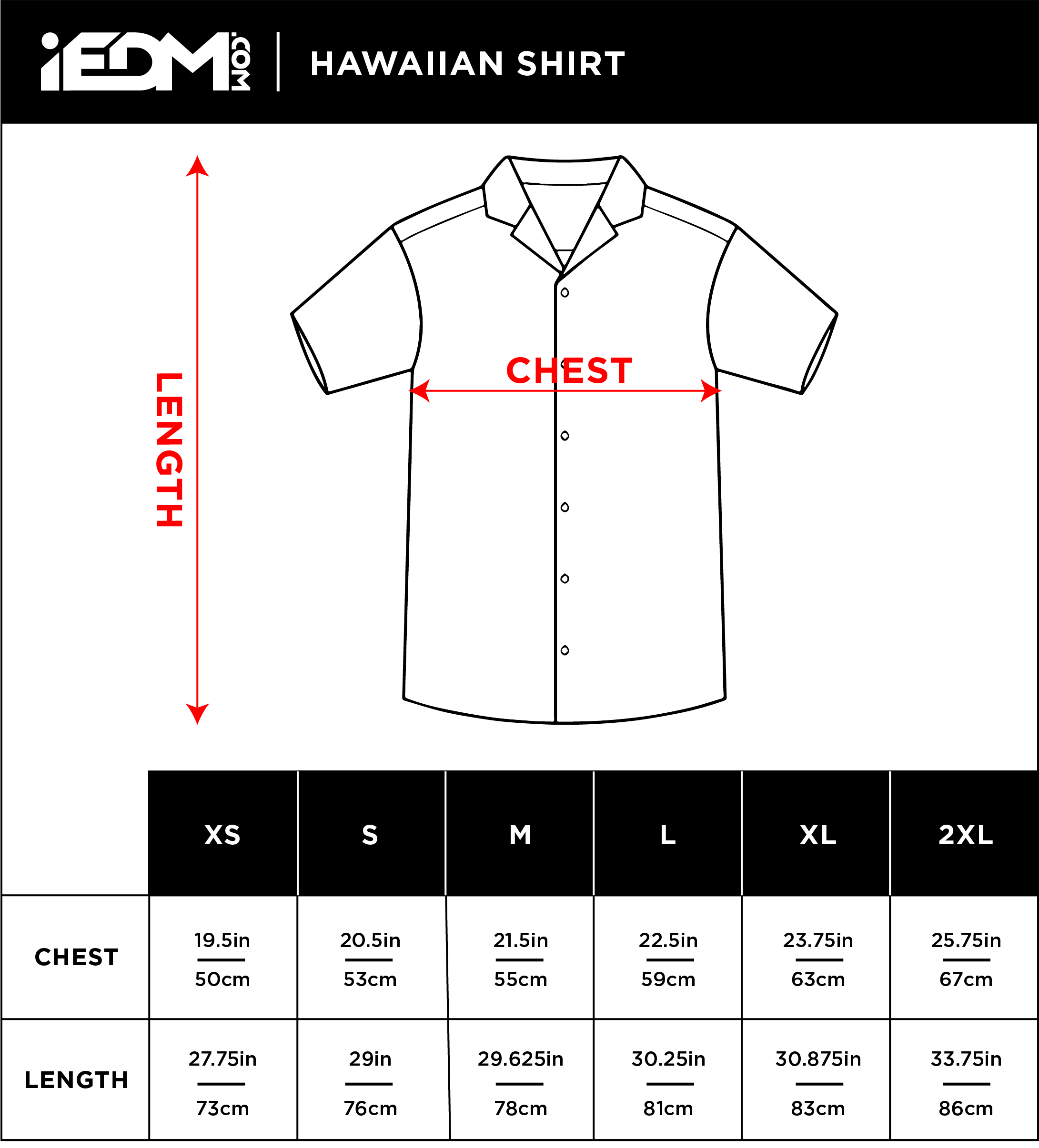 Size Charts – iEDM