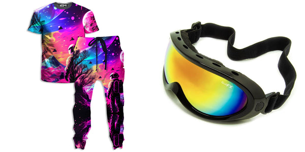 Metasphere T-Shirt and Joggers Combo and Black Diffraction Ski Goggles