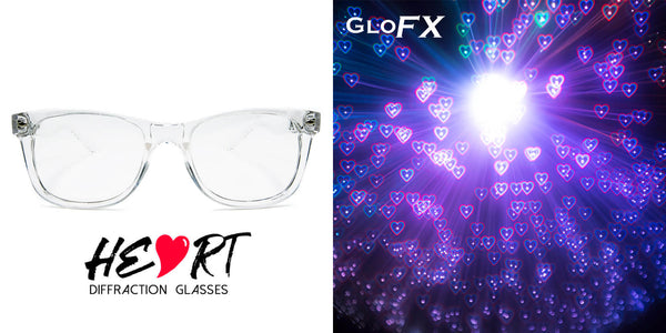 Clear Ultimate Heart-Effect Diffraction Glasses