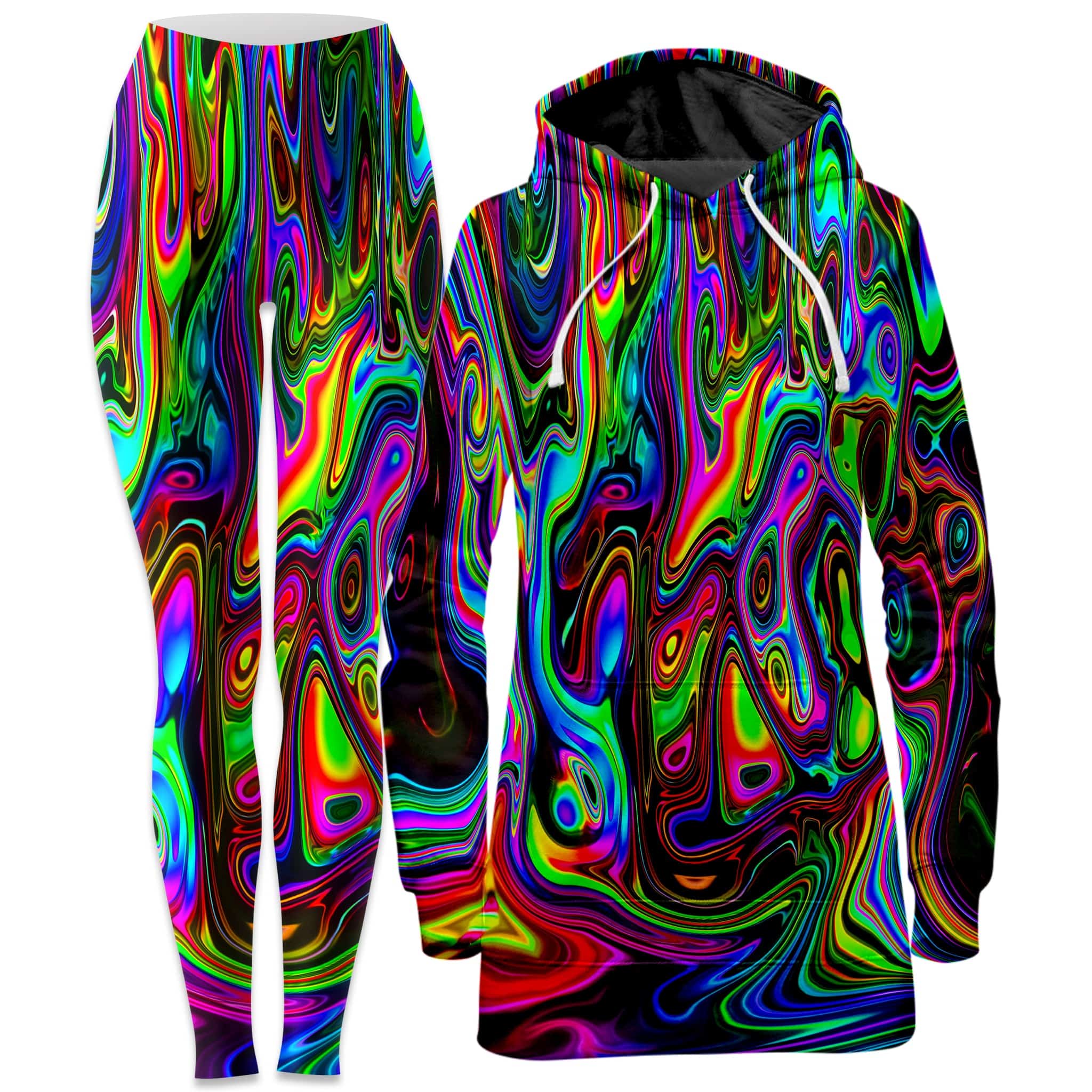 Acid Drop Hoodie Dress and Leggings Combo