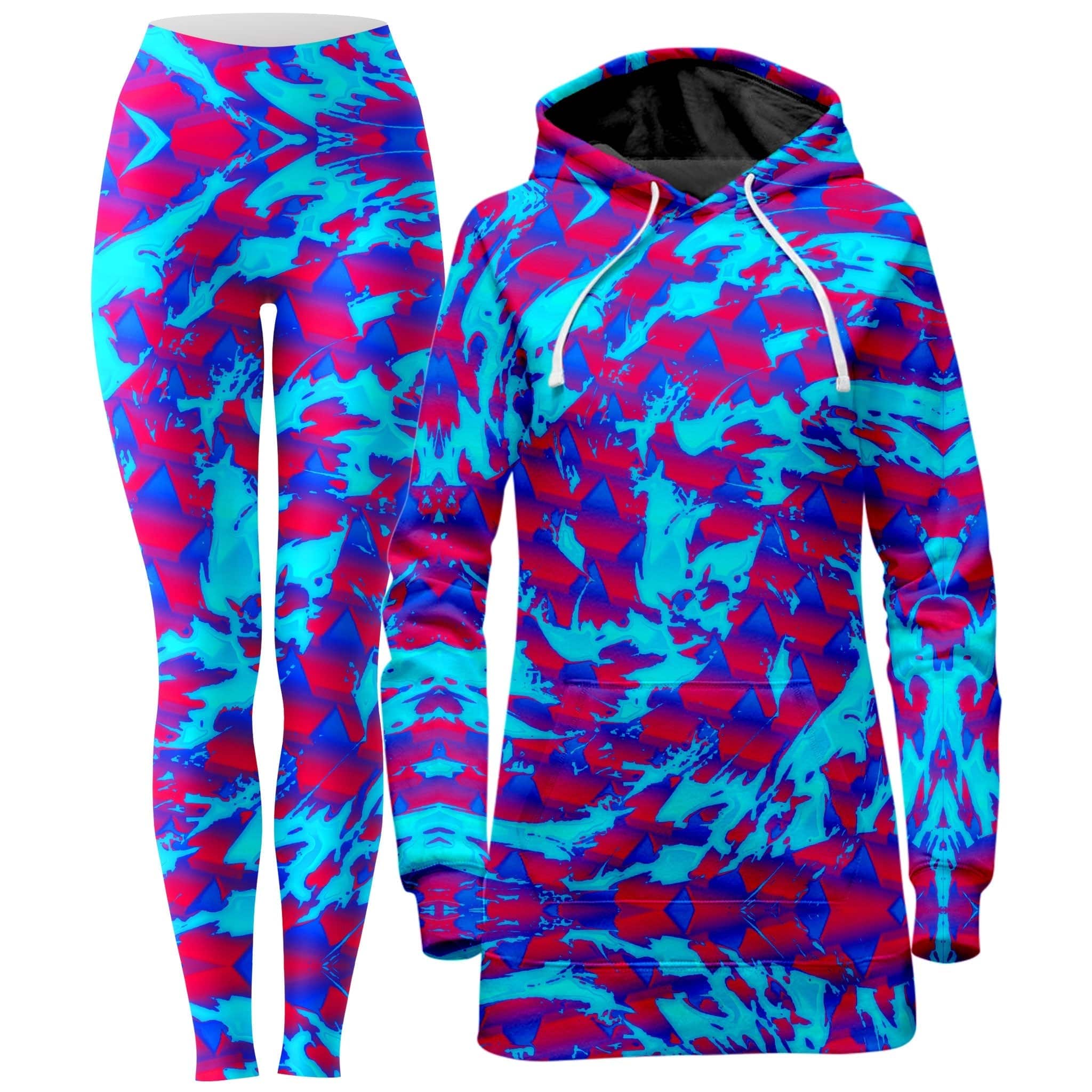 Berry Blast Hypno Splatter Hoodie Dress and Leggings Combo