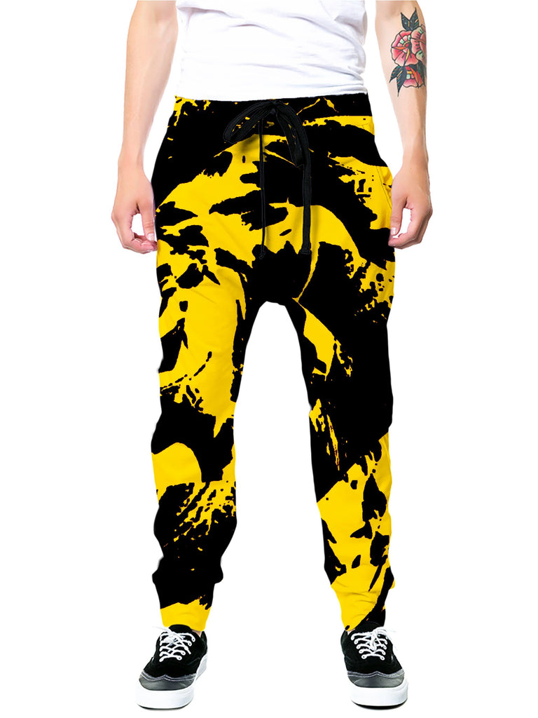 black and yellow joggers