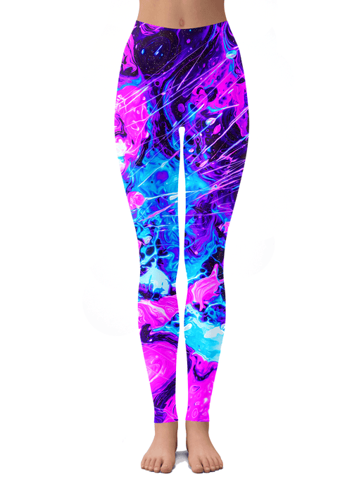 Neon Pink Purple Paint Splatter Leggings – iEDM