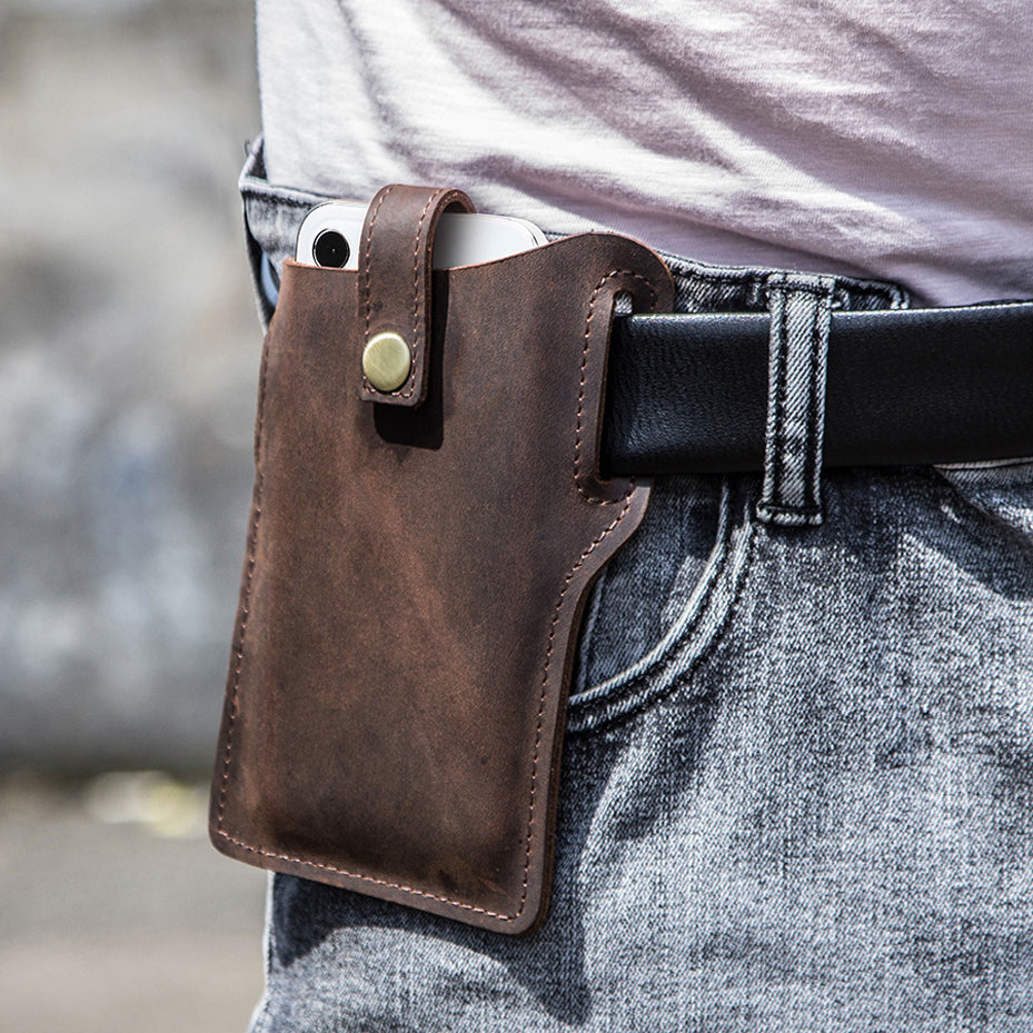Hot!! Handmade Leather Men Belt Bag, Outdoor Pouch for iphone 12 iphone ...