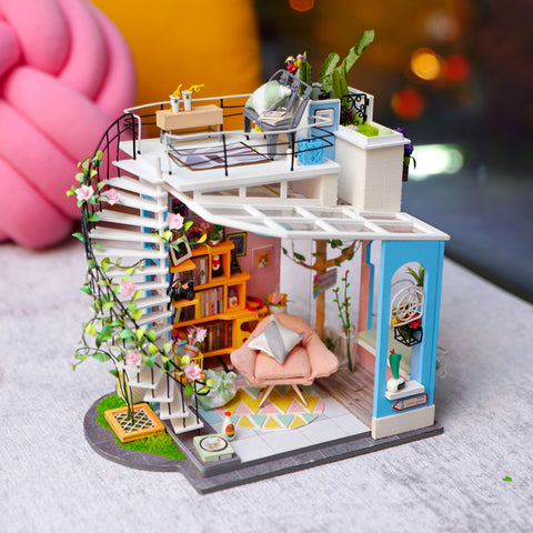 Dora's Loft - DIY dollhouse scale model diorama kit by Rolife