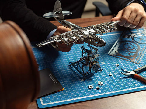 A shining, impressive metal replica of a real-life visionary plane