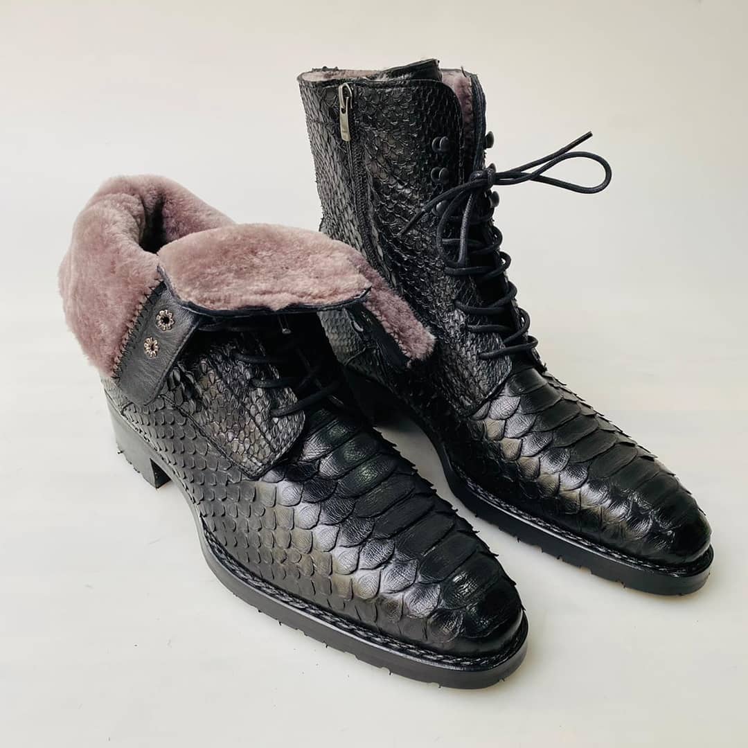 New tuccipolo mens winter luxury black boots handcrafted with real pyt