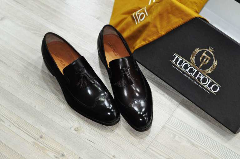 mens black leather tassel loafers