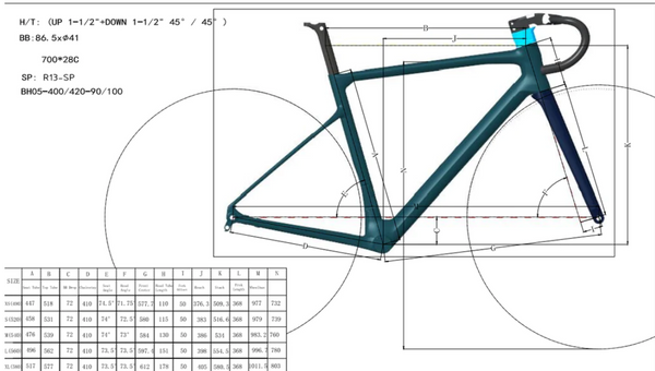 Hawkeye bike frame geometry size