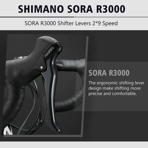 R09 carbon road bike with shimano sora R3000 shift lever