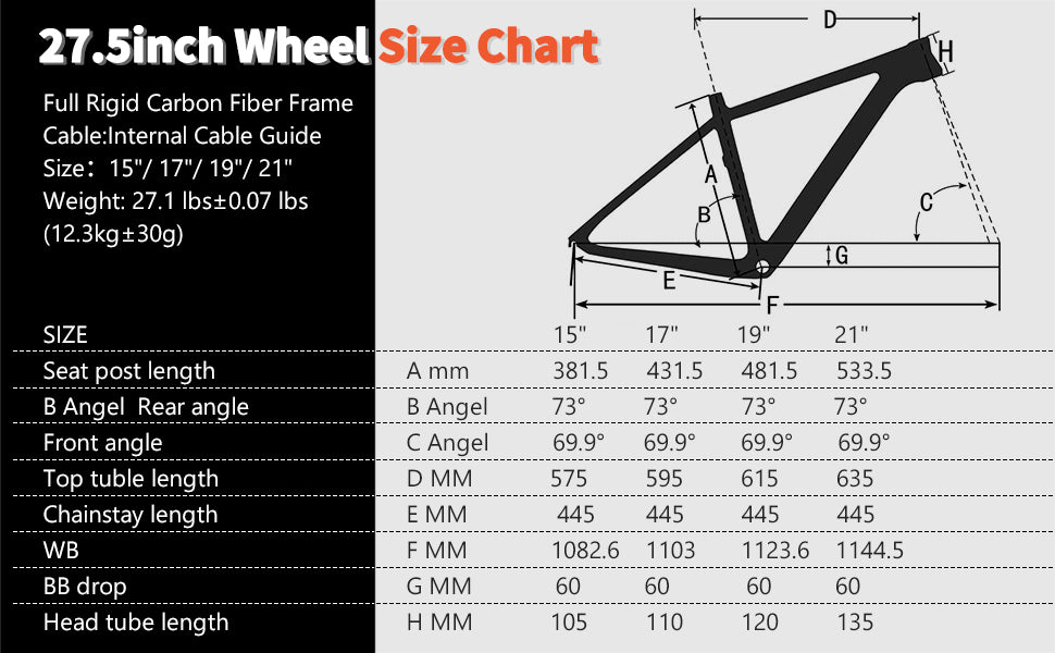 SAVA deck 8.2 carbon mountain bike frame size chart