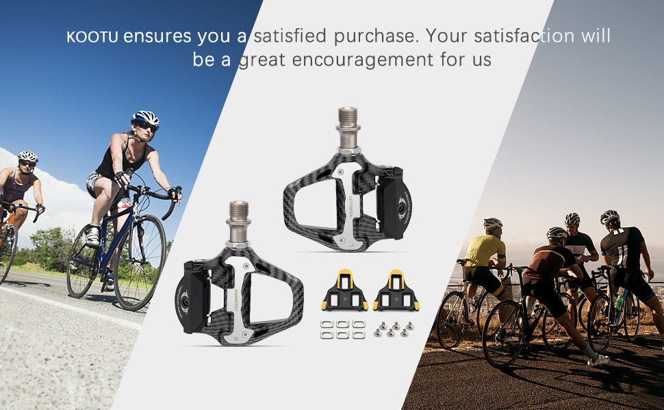 KOOTU Road Bike Pedal Carbon Pattern Clip Pedal Clipless Pedals  For KEO and Shimano SPD System Lock Pedal