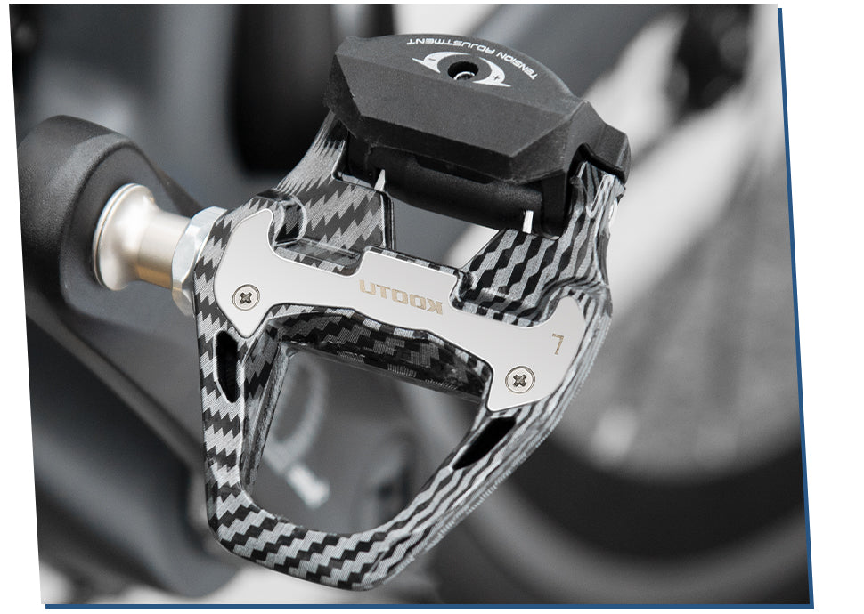 KOOTU Road Bike Pedal Carbon Pattern Clip Pedal Clipless Pedals  For KEO and Shimano SPD System Lock Pedal