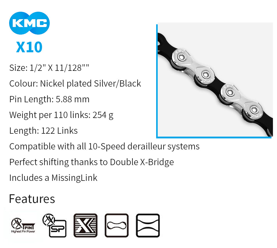 KMC Chain Road Bike Chain 11 Speed Bicycle Chain X9 X10 X11 118L Links Compatible for SHIMANO 11 Speed Chain