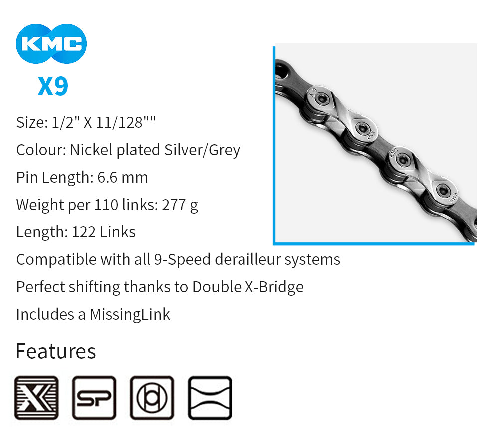 KMC Chain Road Bike Chain 11 Speed Bicycle Chain X9 X10 X11 118L Links Compatible for SHIMANO 11 Speed Chain