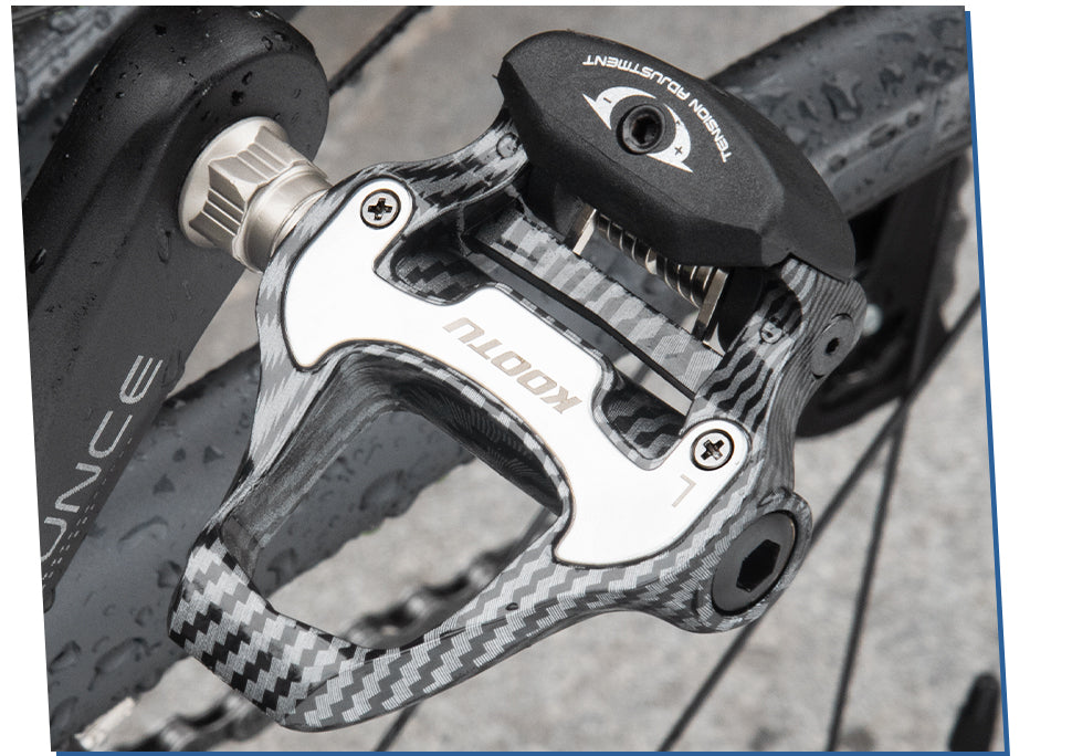 KOOTU Road Bike Pedal Carbon Pattern Clip Pedal Clipless Pedals  For KEO and Shimano SPD System Lock Pedal