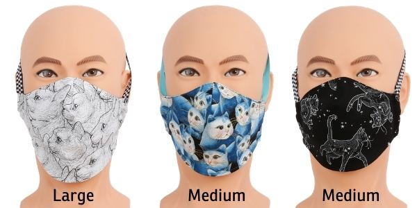 Cute cat fabric face masks are reversible