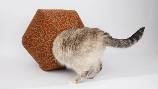 Cat Ball® cat bed made in the brown sticks fabric