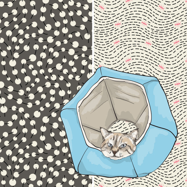 A fun Cat Ball® cat bed option with a surprise lining fabric. 