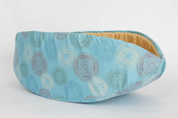 Cat Canoe made in Scandi Style blue circles fabric