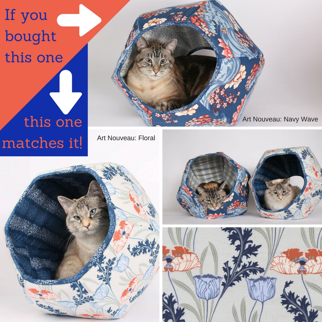 The Cat Ball in coordinating Art Nouveau floral fabric options