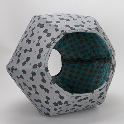 Custom fabric Cat Ball® cat bed made in jumbo size