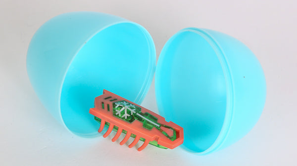 Put a HEXBUG robotic toy into a plastic Easter egg for a great cat toy