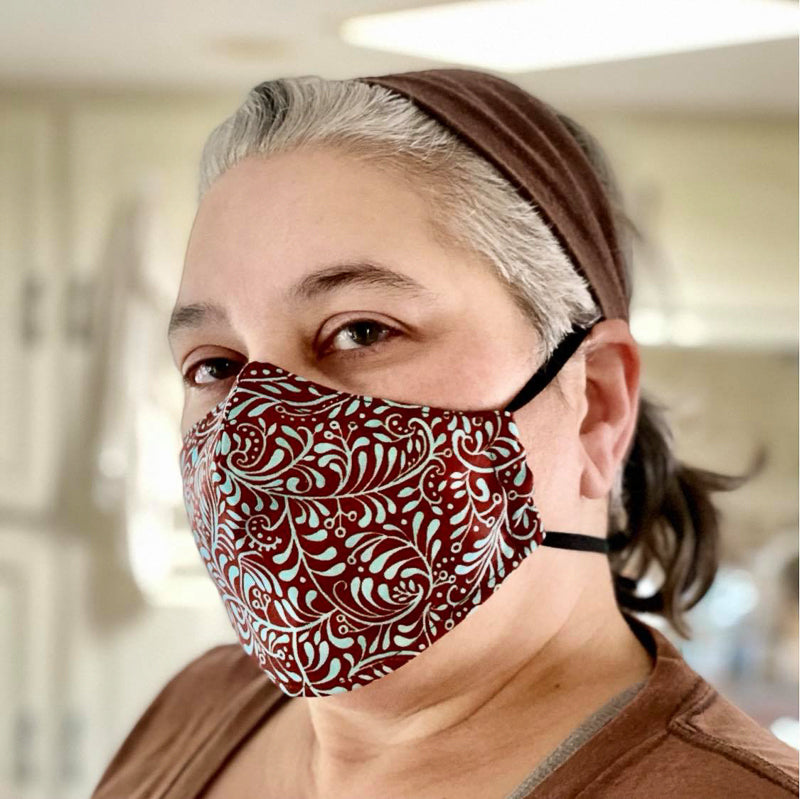 This face mask is shaped to fit the face closely. We used an adjustable elastic headband because we knew the horse trainer who would be wearing it would want a comfortable but secure fit. 
