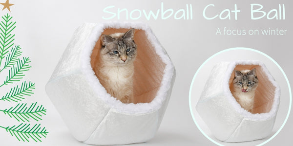 The Snowball Cat Ball is a white cat bed
