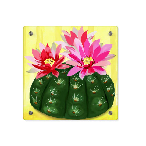 cactus floral acrylic wall panel by art like that