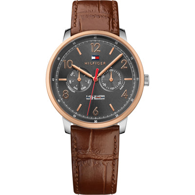 tommy hilfiger watch brown leather strap